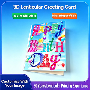 Cartes de vœux lenticulaires 3D personnalisées avec logo imprimé, animations 3D à effet de profondeur, cartes cadeaux pour anniversaires, fêtes, bénédiction et célébrations - Product Image 1