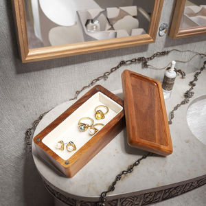 Yishang กล่องจัดเก็บเครื่องประดับวอลนัททรงสี่เหลี่ยมขนาดเล็กแบบข้ามพรมแดนกล่องเก็บของสำหรับใส่ต่างหูสร้อยคอเครื่องประดับ - Product Image 2