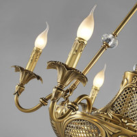VHFactory Lustres LED personnalisés de haute qualité de style français tout en cuivre sculpté pour la décoration intérieure des villas et des hôtels
