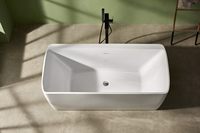 Baignoire autoportante en acrylique moderne carrée rectangulaire avec ensemble d'accessoires de salle de bain pour la maison et l'hôtel