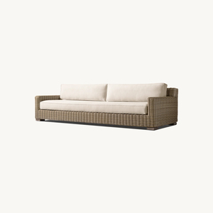 Modern <strong>Outdoor</strong> <strong>Rattan</strong> <strong>Sofa</strong> with Waterproof Upholstery for Patio Garden Farmhouse &amp; Park Use - Product Image 2