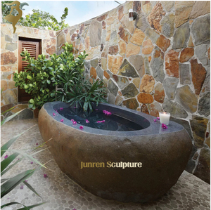 JUNREN Basalt River Stone <strong>Bathtub</strong> for Hotel Bathroom Black Granite <strong>Bathtub</strong> - Product Image 6