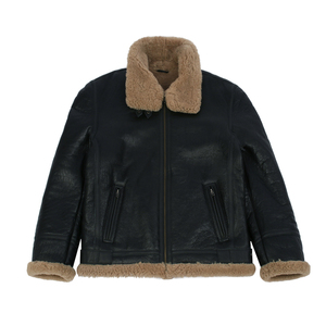 جاكيت رجالي عالي الجودة مخصص من جلد البقر مع ياقة قائمة ونمط شتوي مبطن بالفرو - Product Image 1