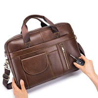 Mallette d'affaires en cuir véritable souple Messenger Document Bag Leather 15.6 Inches Laptop Briefcase Leather Briefcase Men