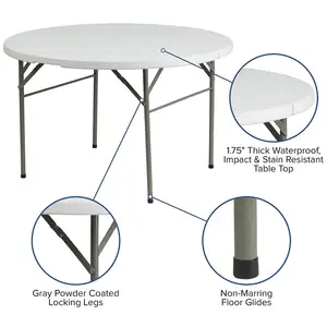 Wedding Banquet Furniture Outdoor Round 10 Seater Folding Plastic Table Heavy Duty 72 Inch Plastic Folding Wedding Round Tables