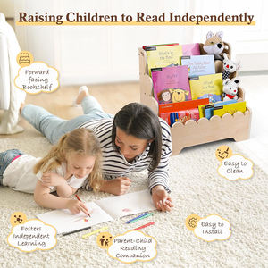 Estantería de Madera para Niños de 4 Niveles, Estantería para <span class=keywords><strong>Libros</strong></span> con Diseño Festoneado, Librería Montessori para Dormitorio o Sala de Juegos - Product Image 4