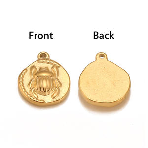18K Color oro <span class=keywords><strong>piccoli</strong></span> ciondoli di scarabeo in acciaio inossidabile ciondoli impermeabili ciondoli orecchini girocollo forniture per gioielli risultati - Product Image 3