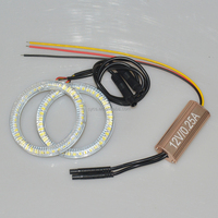 Accessoires d'éclairage automobile : Anneaux LED SMD bicolores (blanc/ambre) de 70 mm pour moto et voiture, type « Angel Eyes »