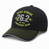 Casquette de finisseur de marathon personnalisée OEM, broderie 3D, perforations laser, réglable, commémorative, en sergé 100% coton, vente en gros