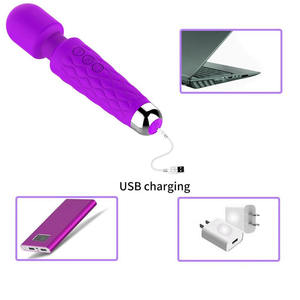 Mainan Seks <span class=keywords><strong>Vibrator</strong></span> Tongkat Ajaib AV untuk Wanita, 20 Mode Pengisian Daya, 8 Kecepatan, Pijat Titik G dan Klitoris - Product Image 1