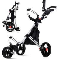 Chariot de golf pliable en aluminium léger et durable de qualité supérieure avec 3 roues, capacité de charge de 25 kg pour un transport facile des sacs de golf sur le parcours
