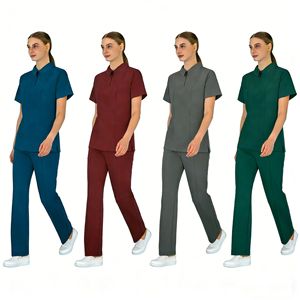 Hzmnoi Nurse Uniforms Split <b>Set</b> Moisture Wicking <b>Scrub</b> Suit Women Hospital Workwear Azure Burgundy Gray Dark Green - Product Image 1