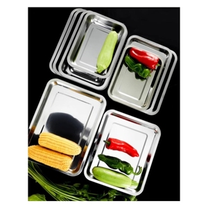 High Quality Stainless Steel <b>Tray</b> with Handle Luxury Rectangular Design Hotel Restaurant <b>Storage</b> Sustainable Metal Plate Dish - Product Image 2