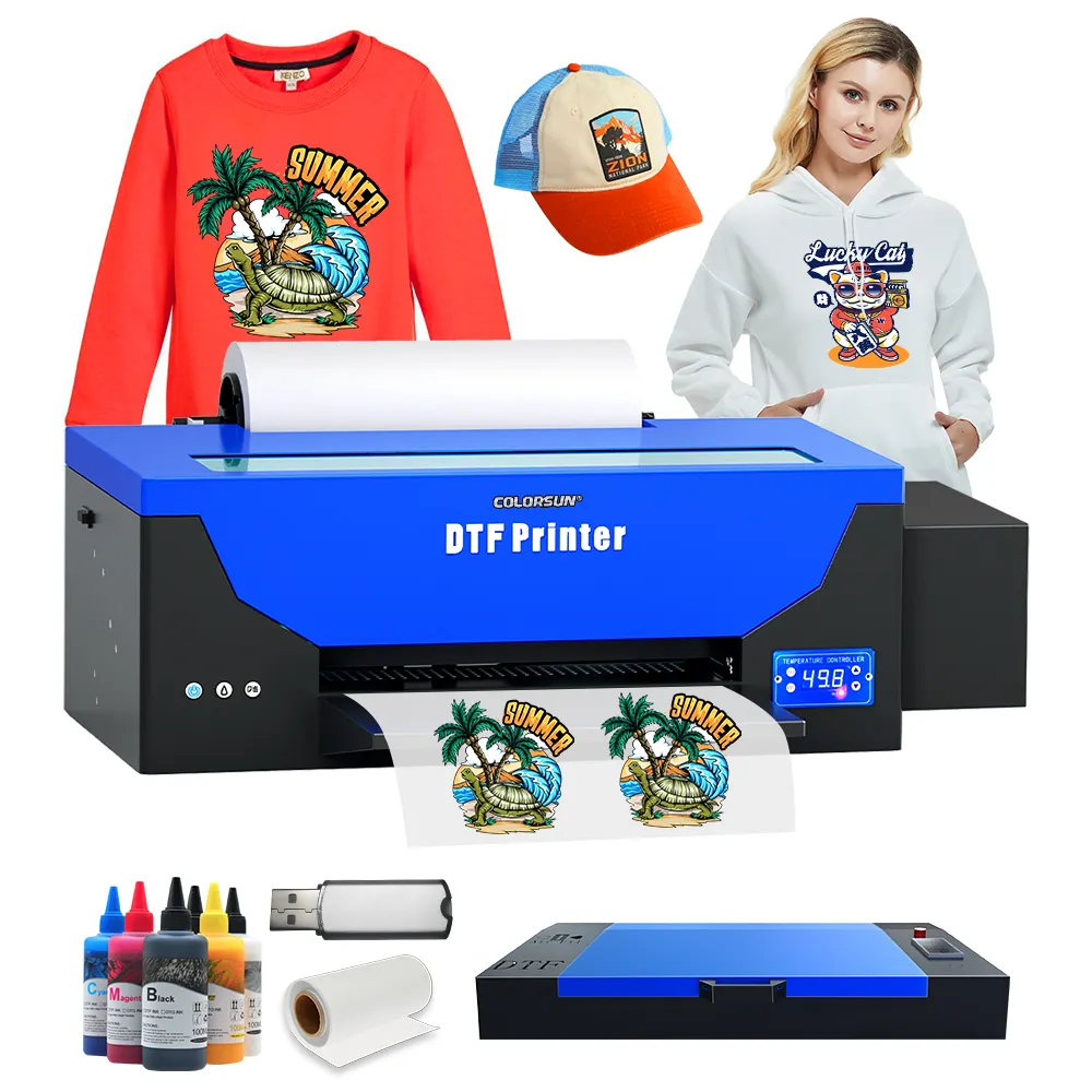 A3 R1390 DTF printer with oven for All Fabric A3 DTF transfer film T-shirt printing machine with White Ink Stirring Function