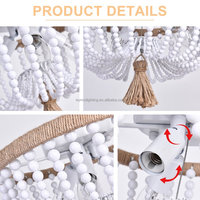 Lustre moderne en bois perlé à LED, luminaire de plafond, décoration intérieure, alimentation CA, IP65, certifié SAA, montage en surface, base en métal, interrupteur