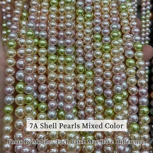 Großhandel 2-20MM Coloured Dazzle 7A Natural Shell Pearl Außen beschichtete weiße Perlen Runde lose Abstands perlen für die Schmuck herstellung