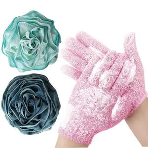 Rosa doccia soffio bagno spugna doccia luffa, luffa doccia Scrubber esfoliante per donne e uomini, grande soffio in rete di Nylon morbido per