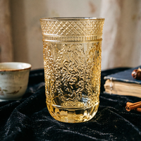 Verre à boire rétro coloré en verre gaufré, motif floral, transparent, sans danger pour les aliments, compatible lave-vaisselle, pour jus, eau, cocktails, usage festif