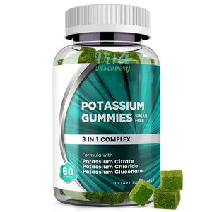 Suppléments Musculaires Complexe 3 en 1 de Potassium Gummies Sans Sucre avec 99mg de Citrate de Potassium Chlorure de Potassium