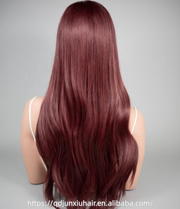Topper de <span class=keywords><strong>cheveux</strong></span> naturels avec dentelle HD invisible, effet cuir chevelu naturel, raie au milieu, résistant à la chaleur, rouge bordeaux, pour femme, usage quotidien et soirées - Product Image 5