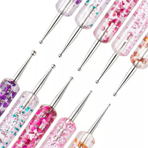 Juego de 5 bolígrafos de purpurina con doble punta, agujas para aplicar diamantes de imitación, herramienta de manicura para diseño de uñas DIY, para uso en salón - Product Image 2