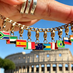 Breloques personnalisées drapeaux nationaux <span class=keywords><strong>pour</strong></span> bracelets DIY, en acier inoxydable plaqué or, vente en gros, <span class=keywords><strong>pour</strong></span> la <span class=keywords><strong>fabrication</strong></span> de <span class=keywords><strong>bijoux</strong></span> - Product Image 2