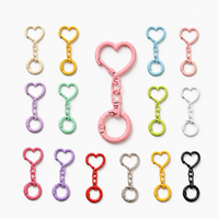 Porte-clés Cœur Couleur Bonbon avec Fermoir à Pression et Chaîne, Anneau en O à Ressort pour Accessoires, Bricolage, Artisanat, Support de Clés, Breloque de Sac