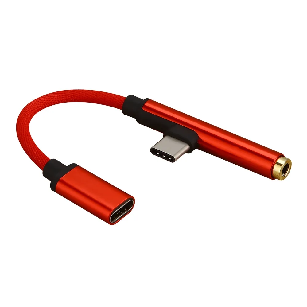 2 in 1 Type C to 3.5mm Headphone Jack Adapter AUX Headphone Audio Splitter Converter Adapter Cable