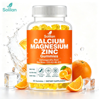 Complément alimentaire en vitamine C en gros, marque Solilan, OEM ODM, soutient le système digestif, gommes au calcium, au magnésium et au zinc pour des os solides