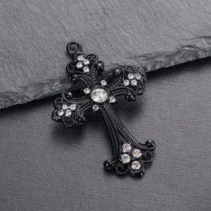 Dijes de Cruz con Pedrería, Rosario, Crucifijo, Aleación Plateada, Dije Religioso Gótico Grande para Niños, para Fabricación de Joyas <span class=keywords><strong>DIY</strong></span> - Product Image 6
