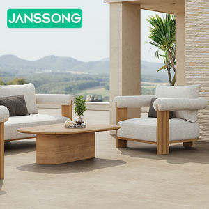 Juego de Muebles de Jardín de Teca de Lujo Moderno, Muebles de Patio Elegantes Resistentes a la Intemperie con Cojín de Asiento de Esponja Impermeable - Product Image 2