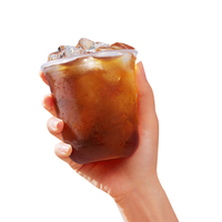 Tasse à boire jetable en plastique PET de 90mm pour café boissons froides jus thé lait mignon transparent en forme de U 'Q' American Dirty Cup