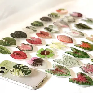 New Popular Acrylic Phone Socket Griptok Foldable Eject Mobile Phone Holder Stand Plant Leaf Design Custom Phone Grip Socket