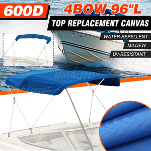600D Boat <b>Cover</b> 4 Bow Bimini Top Canvas Canopy with <b>Boot</b> <b>Cover</b> Marine <b>Cover</b> Anti UV for V-Hull Jon Center Console Boat - Product Image 1