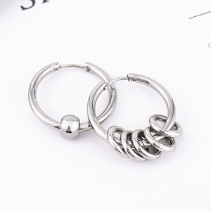 Pendientes de Aro Asimétricos de Acero de Titanio, Diseño Geométrico, Tamaño Grande, Joyería de Moda para Mujeres y Hombres - Product Image 1