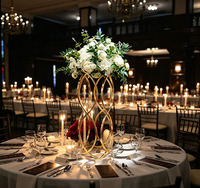 Centre de table de mariage 125 cm de haut, candélabre et lustre en métal acrylique doré sans éclairage, décoration de table pour événement festif