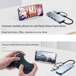 Station d'accueil 4-en-1 Type-C <span class=keywords><strong>USB</strong></span> 3.0 haute vitesse pour ordinateur <span class=keywords><strong>portable</strong></span>, téléphone <span class=keywords><strong>portable</strong></span>, tablette, souris, clavier, imprimante, clé <span class=keywords><strong>USB</strong></span> - Product Image 3