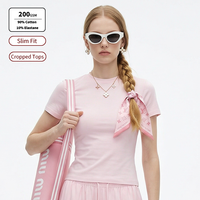 SS26D066 Hauts courts ajustés personnalisables avec logo T-shirt 200 g/m² 90 % coton 10 % élasthanne T-shirt uni de sport de haute qualité pour femme