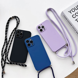 <span class=keywords><strong>Coque</strong></span> Simple en Silicone avec <span class=keywords><strong>Cordon</strong></span> Bandoulière pour <span class=keywords><strong>iPhone</strong></span> 15 11 12 13 14 Pro Max XR X XS <span class=keywords><strong>7</strong></span> 8 <span class=keywords><strong>Plus</strong></span> – Housse Souple avec Lanière-Collier - Product Image 1