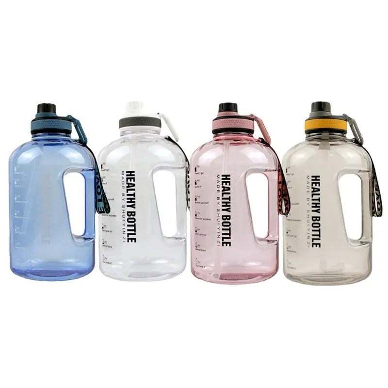 Garrafa de água portátil, garrafa de água transparente 2.2l, plástico, sem bpa, para academia, com marcador de tempo motivativo, venda imperdível