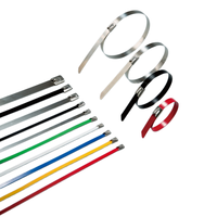 Attache-câble en acier inoxydable de 15 mm de large, robuste, avec revêtement époxy, à boule autobloquante, pour applications marines et de pipeline