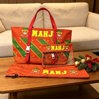 Sac de Mahjong de Noël, ensemble de 3 pièces, grande capacité, sac de rangement portable pour accessoires de Mahjong, sac de voyage pour maquillage, durable