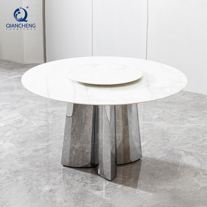 Mới đến vòng tròn phòng ăn Bàn giữa thế kỷ 10 chỗ ngồi Vòng đá cẩm thạch nhà hàng bàn ăn đặt với bàn xoay <span class=keywords><strong>Susan</strong></span> lười biếng - Product Image 2