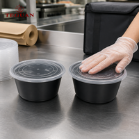 Bol en plastique jetable TeGuan durable, écologique, compatible micro-ondes, noir, blanc, transparent, pour camping, préparation de repas, soupe, salade, nourriture