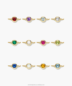 Pulseras <span class=keywords><strong>de</strong></span> Oro Real <span class=keywords><strong>de</strong></span> 14K con Dijes <span class=keywords><strong>de</strong></span> Piedras <span class=keywords><strong>de</strong></span> Nacimiento, Diseño Personalizado DIY para Mujer, con Diamantes, Esmeraldas y Zafiros <span class=keywords><strong>de</strong></span> 3mm, 6-7 Pulgadas - Product Image 4