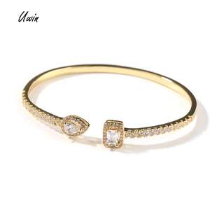 Vendita calda braccialetti di Design da donna classico stile semplice braccialetti gioielli da donna in ottone zircone diamante bracciale aperto prezzo all'ingrosso - Product Image 1