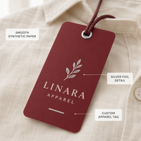 Étiquettes personnalisées en papier pour vêtements avec logo en relief profond, feuille d'or champagne, cordon en coton sur mesure pour tricots de luxe, étiquettes volantes pour jeans, UV