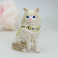 Boîte à bibelots en métal peinte à la main, figurine d'animal émaillée à charnière, objets de collection, cadeau pour la maison