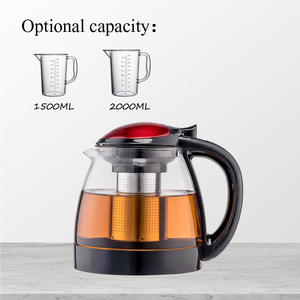 Fabbrica di vendita al dettaglio rosso dorato argenteo viola per uso alimentare vetro cristallo <span class=keywords><strong>teiera</strong></span> bollitore <span class=keywords><strong>con</strong></span> filtro e <span class=keywords><strong>infusore</strong></span> a prova di perdita di birra acqua - Product Image 5