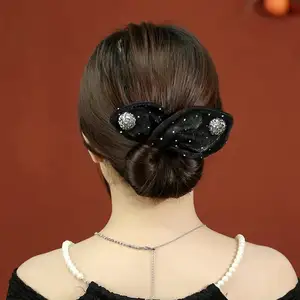 Fashionable Bow Hairband Mesh Hair Ornament Plate Hair Twist Clip Headwear